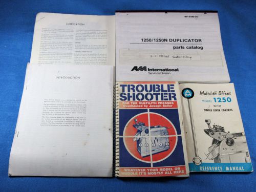 Manuals 1250 Multilith Press - Service, Parts, Troubleshooting, Operation, Lube
