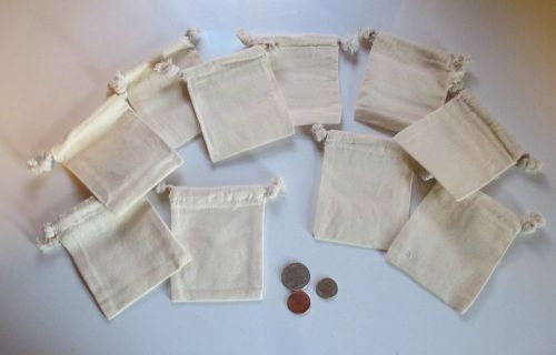 Wholesale Lot of 48 Muslin Drawstring Bags, Pouches 3&#034; x 4&#034;