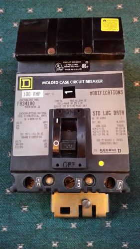 Square d 100 amp 480 volts i-line circuit breaker cat# fa34100 for sale