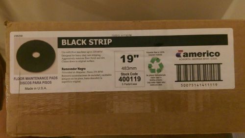 19&#034; Black Floor Stripping Pads Box of 5, Very Aggressive Wet Stripping