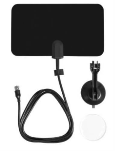 Indoor HDTV Antenna UHF/VHF - Ultra Flat and Paper Thin Antenna Booster - Black