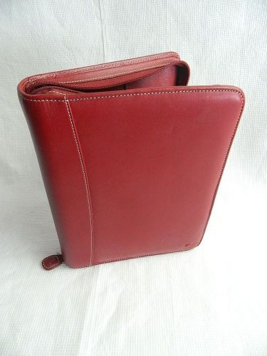 Franklin covey classic full grain red nappa leather planner binder w/ pda clip for sale