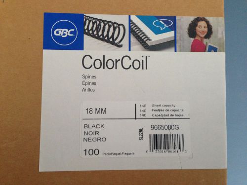 Color Coil Spines - 18 mm - Black - box of 100 - GBC Document Finishing