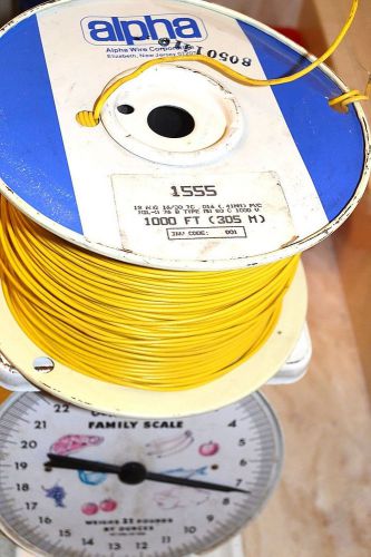 ALPHA 1555 PVC HOOKUP WIRE 18 AWG STRANDED ~95% of 1000 FT SPOOL NEW YELLOW
