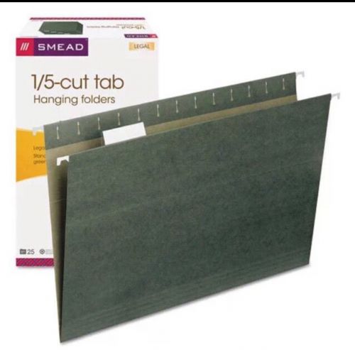 Hanging File Folders, 1/5 Tab, 11 Point Stock, Legal, Green, 25/Box