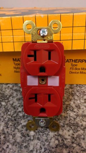 Hbl5362r hubbell receptacle 2 po 3w 20a 125v nema 5-20r red lot of 9 new for sale