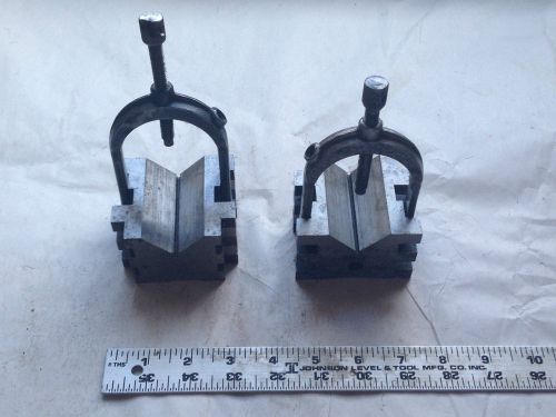 MACHINIST LATHE PAIR OF STARRETT 568 V-BLOCKS WITH CLAMPS