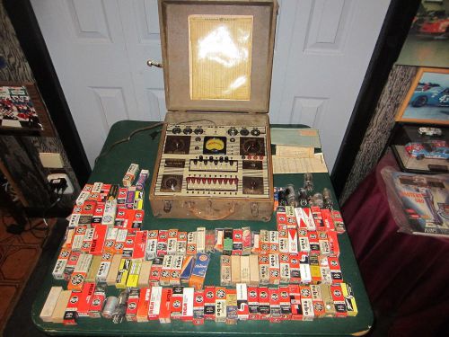 1950&#039;s general electric tube tester powers up w/100 plus radio tubes nr!! for sale