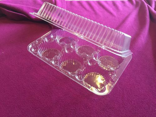 Cupcake Muffin Containers 6 Compartment Standard Clear Plastic (10 Pack) Storage