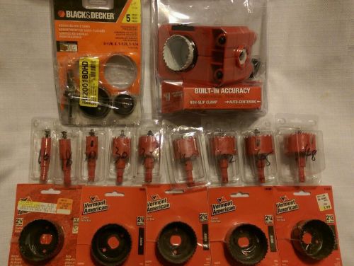 Hole saw lot including milwaukee, black&amp;decker, and bi metal m42 hss for sale
