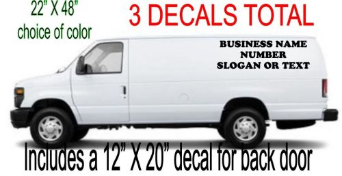 CARGO VAN BUSINESS DECAL SET OF 3 FORD CHEVY DODGE catering ADVERTISEment