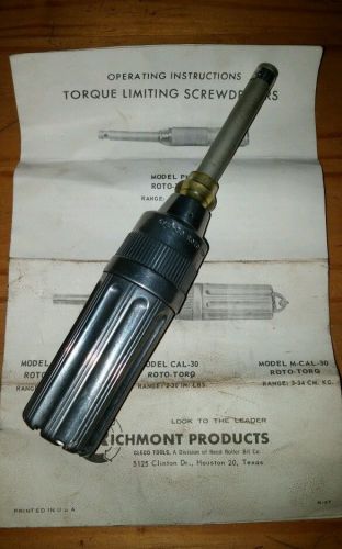Vintage Richmont 30-cal Roto-Toro Torqe Limiting  Screwdriver Tool