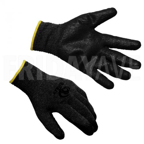 New 5 Pair Black Latex Rubber Coated Palm String Knit Work Safety Gloves (L)