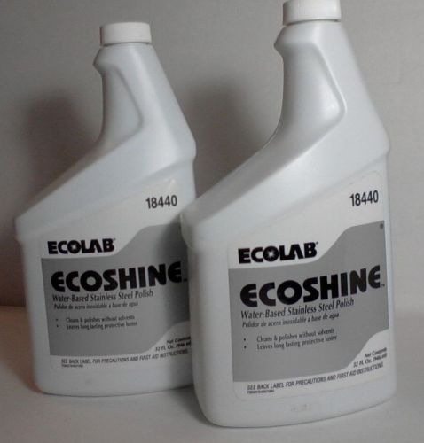 2-32oz*ECOLAB ECOSHINE Stainless Steel Refrig,Sink,Stove.Polish/Shines/Cleaners
