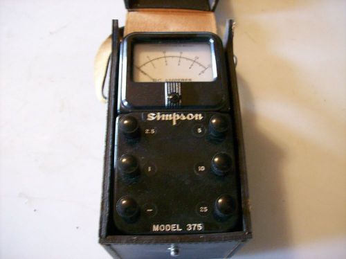 SIMPSON DC AMMETER MODEL 375, 0-25A, IN ORIGINAL LEATHER CASE