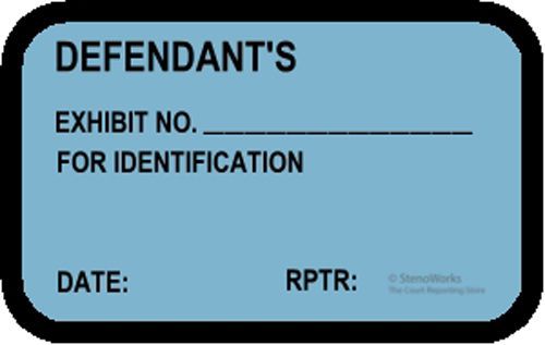 DEFENDANT&#039;S EXHIBIT NO. FOR ID Labels Stickers Blue  492 per pack