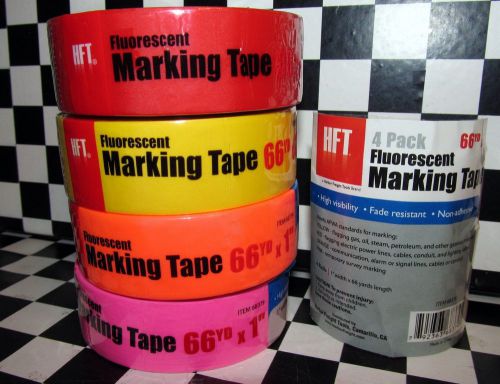 Fluorescent Marking Tape  4 pack of red, yellow, orange, and pink 66 yards ea 1&#034;