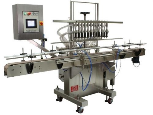 Automatic inline liquid filler, 6 pressure nozzle and 10 feet conveyor, 304 ss for sale