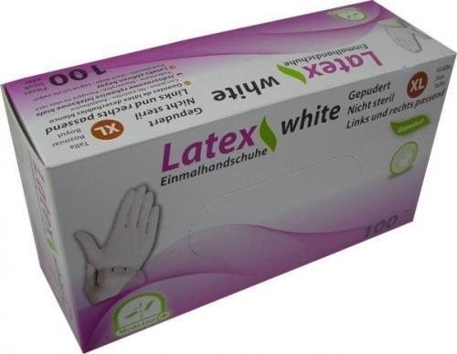 Box of 100 Medi-Inn Latex Grip Powder Free White Disposable Examination Gloves