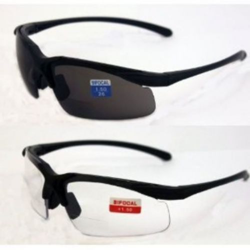 Global Vision Set of 2 Apex 1.5 Bifocal Safety Glasses - Clear and Smoke Lens