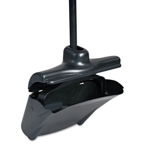 Lobby Pro Upright Dustpan, w/Cover, 12 1/2&#034;W, Plastic Pan/Metal Handle, Black