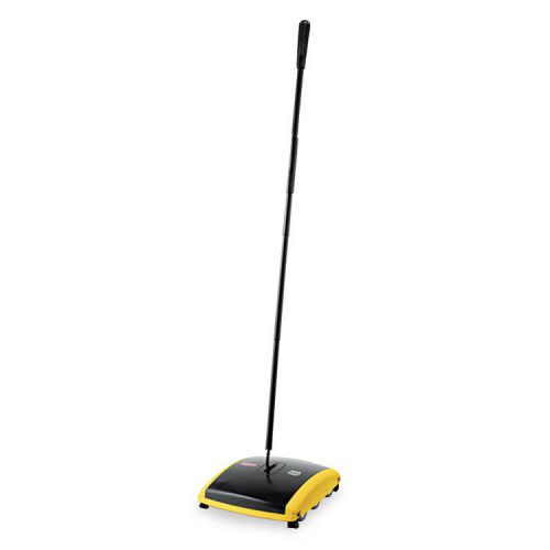 Dual Action Sweeper, Boar/Nylon Bristles, 44&#034; Steel/Plastic Handle, Black/Yellow