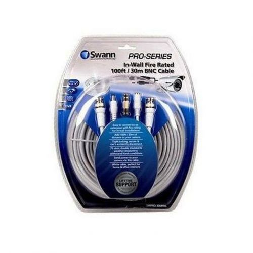 Brand New Swann BNC Security 100Ft Inwall Siamese Wire Rg59 Coaxial Bnc+Pwr Cmr