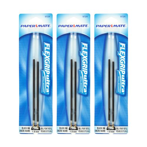 FlexGrip Elite &amp; FlexGrip Ultra Ballpoint Pen Refill Med Black 6 Pack