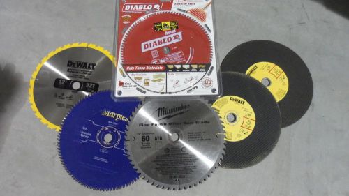 Mixed lot of five (5)  12 in. bi-metal saw blades diablo freud brand new f/s for sale
