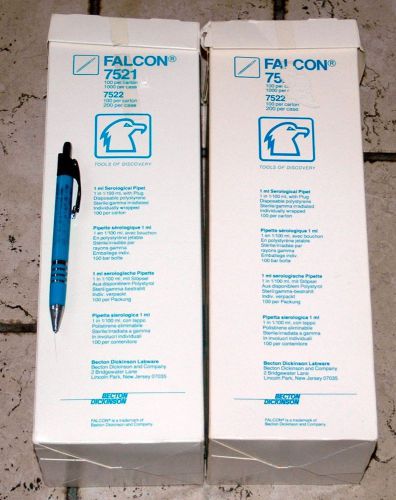 175 approx bd falcon #7521 plugged serological pipets 1/100ml sterile for sale