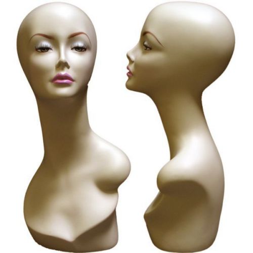 MN-138 Female Fleshtone Mannequin Earless Head Form with Realistic Makeup