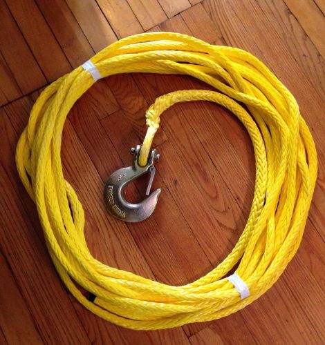 Samson SK-78 Dyneema 1/2&#034; 60 ft long winch rope with hook. Yellow