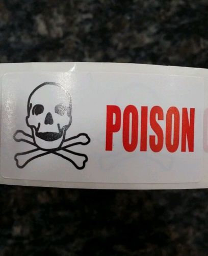 Poison skull/cross bones  warning stickers  20 labels made in usa hazardous for sale