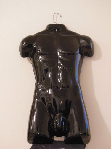 Male Torso Hanging Mannequin (Black Plastic) Hollow Back