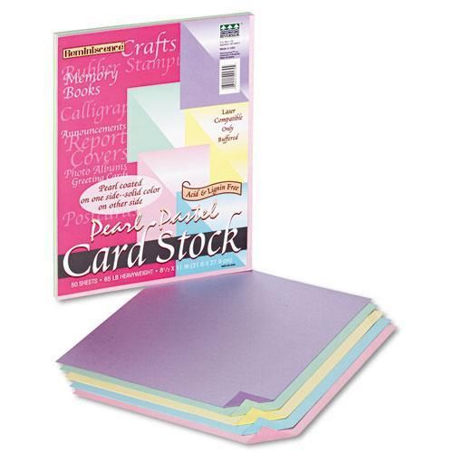 NEW PACON 09130 Reminiscence Card Stock, 65 lbs., Letter, Assorted Pastel Pearl