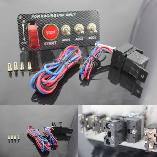 New 12V 30A Racing Car Ignition Switch Panel Engine Start Push Button LED Toggle
