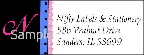 Black &amp; pink monogram background #55 ~ laser return address labels for sale