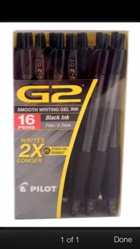Pilot - G2 07 Gel Roller Ball Retractable Fine Black 16 Pens