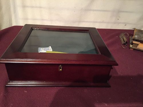 Cherry Wood And Glass Lockable With Key Display Case By Bombay Company