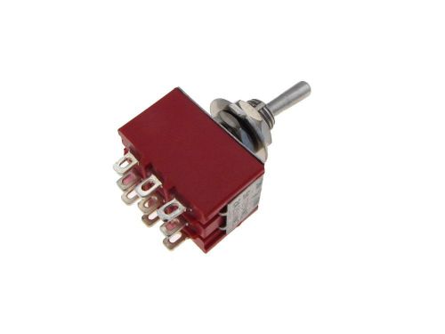 9-Pin 3PDT Toggle Switch - Red - Panel Mount Type  ON-ON