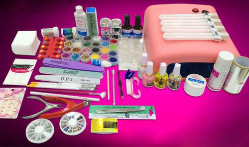Manicure Kits Nail Art Tools Uv Lamp Dryer+Polish Remover+Gel+Glue+Cleanser+Pen