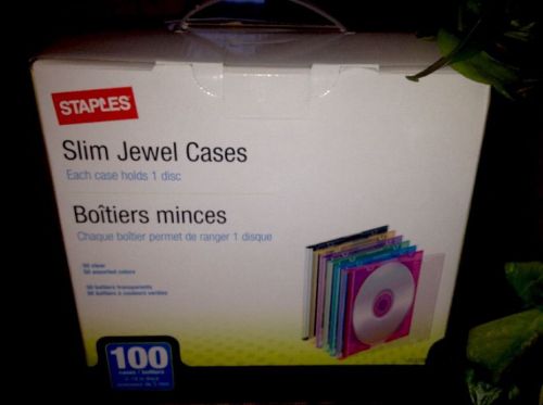 NEW 100 SLIM JEWEL CASES for CD/DVDs Assorted Colors