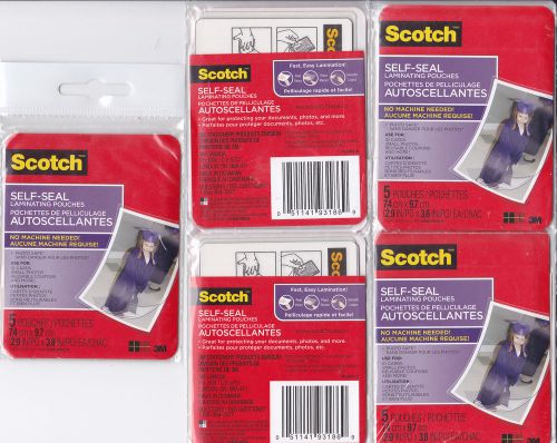 5 PACKS SCOTCH SELF SEAL LAMINATING POUCHES - 25 TOTAL No machine needed