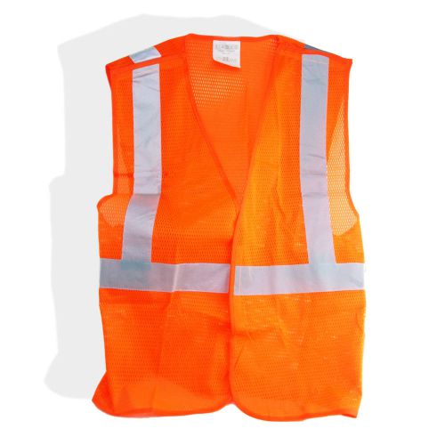 ANSI Reflective Orange Safety Vest - One-Size-Fits-All 5 Adjustment Points
