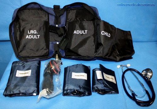 ADC Dyna Med Tri Cuff (3) Cuff Blood Pressure Kit Palm Gauge Germany Stethoscope
