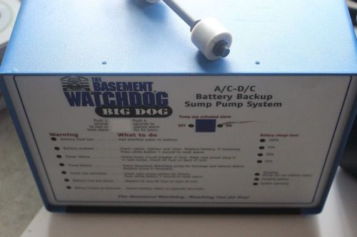 Basement watchdog big dog a/c-d/c battery backup sump pump system bwd12-120c for sale