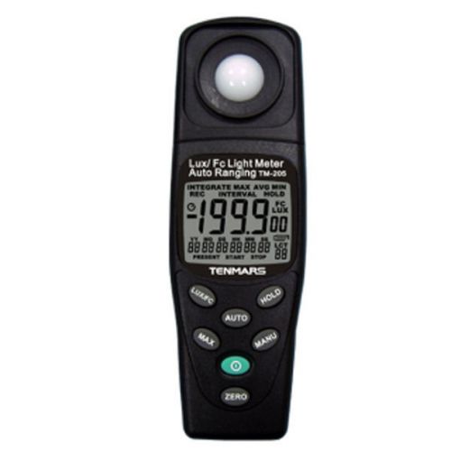 Tm-205 auto ranging light meter lcd lux meter max/ data hold tm205 for sale