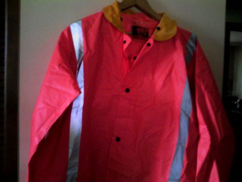 Safety rubberized Jacket/ florescent bands Large