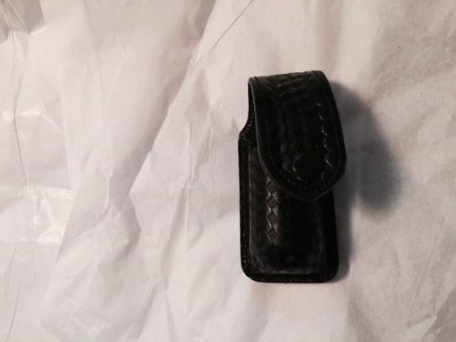 Leather Basketweave Pepper Spray Mace Case Holster 5 inch Hidden Snap