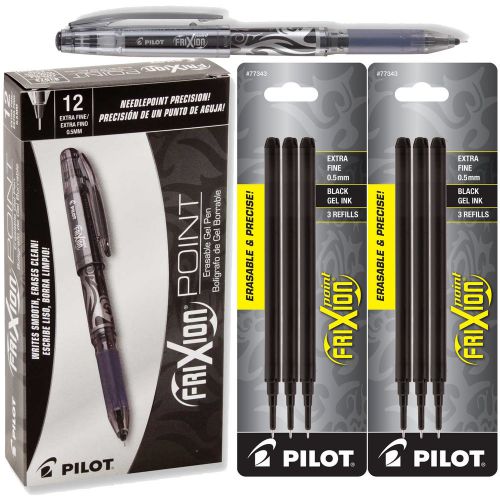 Pilot Frixion Point Gel Ink Pens, Erasable, Extra Fine Black, 12 Pens w/ Refills